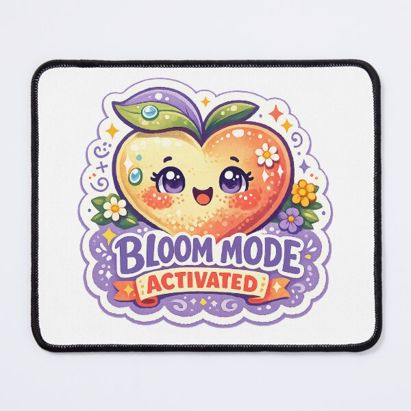 Item preview, Bloom Mode Activated Cute Peach Kawaii Fruit Spring Floral Design designed and sold by inkoutninja.