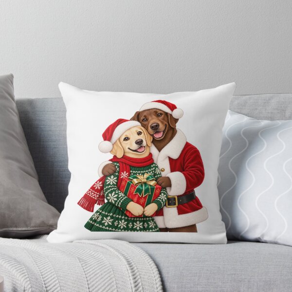 Item preview, Labrador Christmas Couple Holding a Holiday Gift designed and sold by skyartdesign.