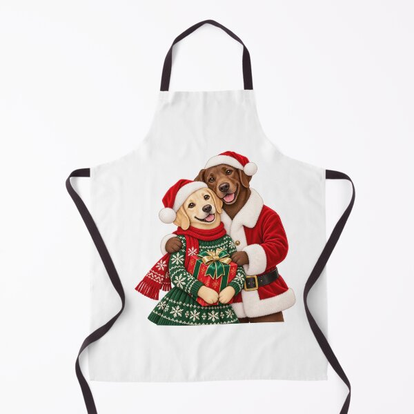 Item preview, Labrador Christmas Couple Holding a Holiday Gift designed and sold by skyartdesign.