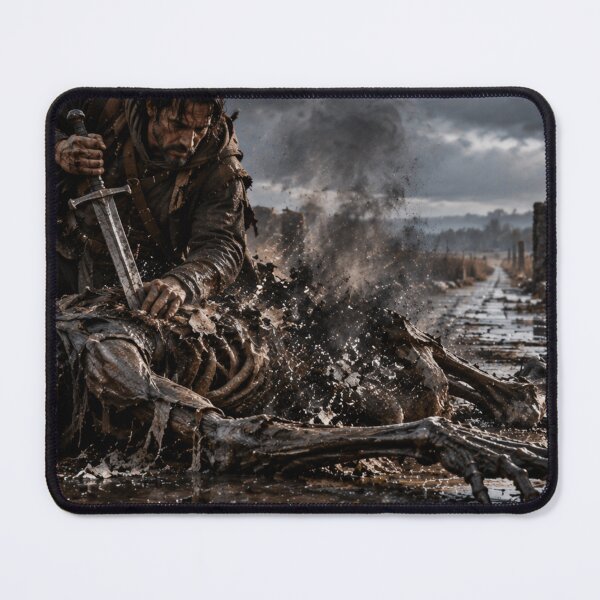 Item preview, Dying Demon on the Flooded Causeway – Cinematic Dark Fantasy Horror Art designed and sold by Element Horizon Studio.