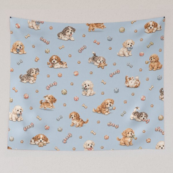 Item preview, Playful Puppies – Cute Pastel Dogs & Toys Pattern designed and sold by HO•Designs.