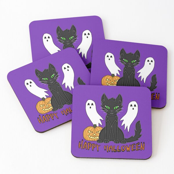 Item preview, Happy Halloween Black Cat Ghosts Jack-O'-Lantern designed and sold by lilpoltergeist.