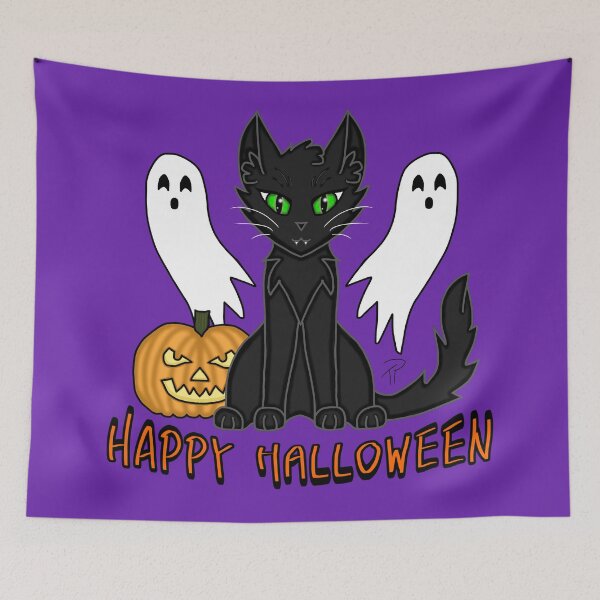 Item preview, Happy Halloween Black Cat Ghosts Jack-O'-Lantern designed and sold by lilpoltergeist.