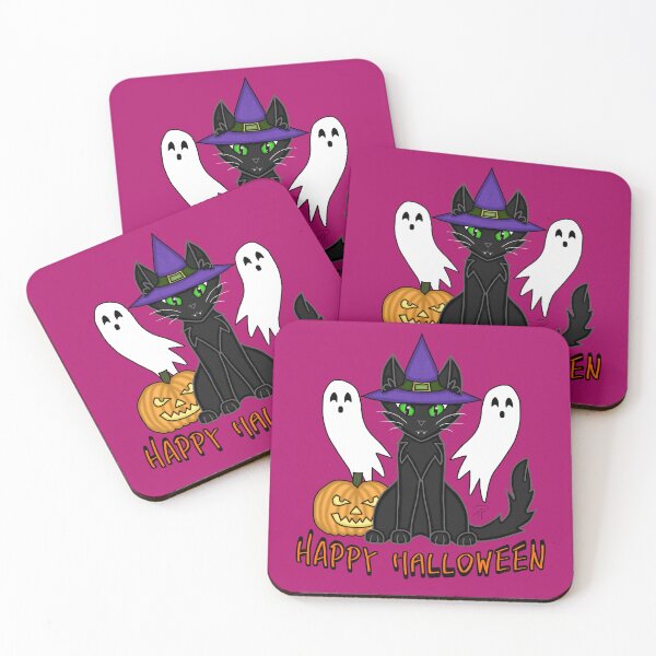 Item preview, Happy Halloween Witchy Black Cat Ghosts Jack-O'-Lantern designed and sold by lilpoltergeist.