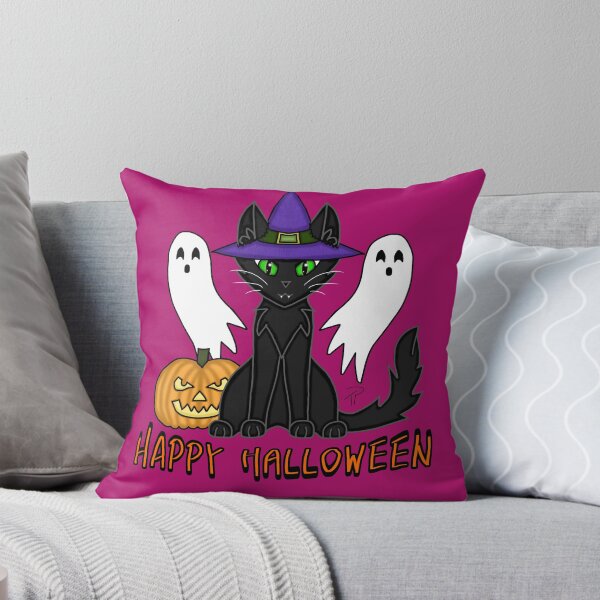 Item preview, Happy Halloween Witchy Black Cat Ghosts Jack-O'-Lantern designed and sold by lilpoltergeist.