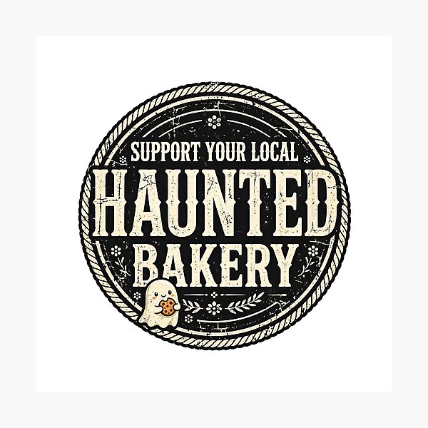Item preview, Support Your Local Haunted Bakery - Cute Ghost Cookie Halloween Shirt designed and sold by OmniaRozza.