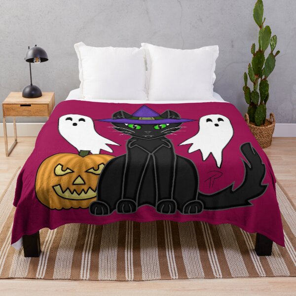 Item preview, Halloween Witchy Black Cat Ghosts Jack-O'-Lantern designed and sold by lilpoltergeist.