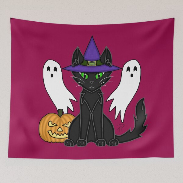 Item preview, Halloween Witchy Black Cat Ghosts Jack-O'-Lantern designed and sold by lilpoltergeist.