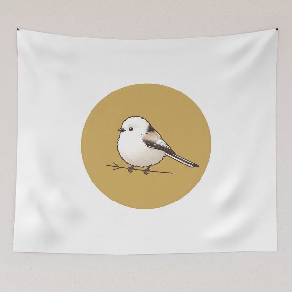 Item preview, Witty Little Fluffy Shimaenaga Bird Retro Mustard Yellow Cute Animal Art designed and sold by DuckOddity.