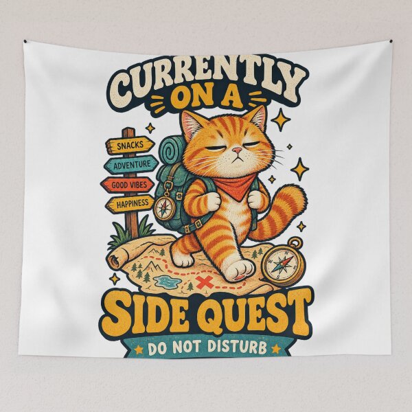 Item preview, Currently on a Side Quest Funny Cat – Do Not Disturb Retro Adventure Design designed and sold by HSE1.