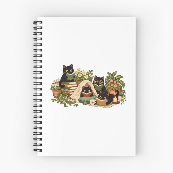 Item preview, Cozy Black Cats Reading with Books and Flowers designed and sold by skyartdesign.