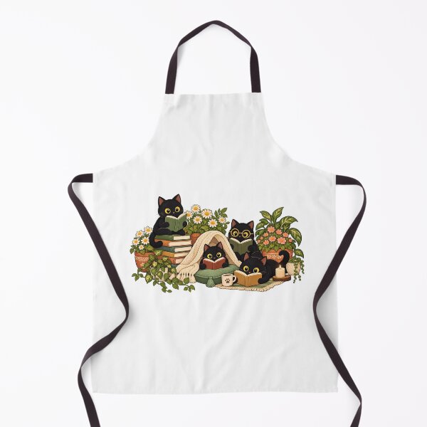 Item preview, Cozy Black Cats Reading with Books and Flowers designed and sold by skyartdesign.