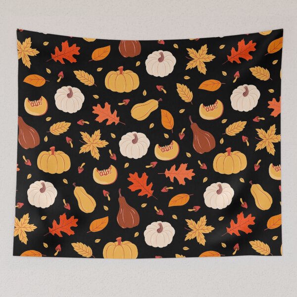 Item preview, Black Autumn Harvest Pumpkin Squash Maple Leaf designed and sold by FestivityFinds.