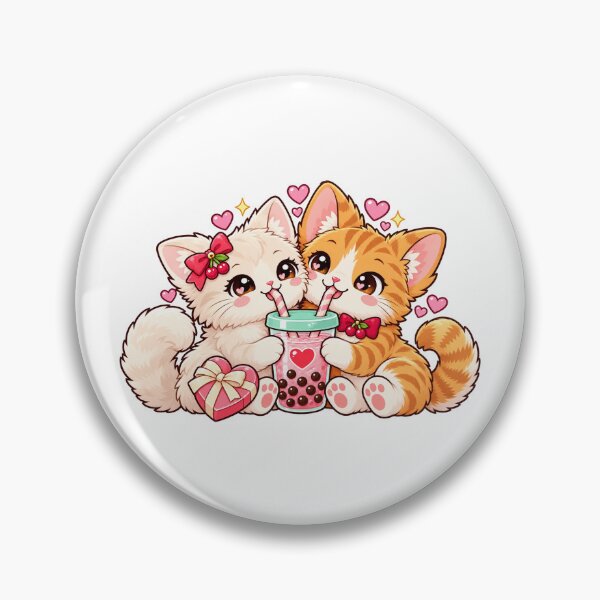 Item preview, Ginger and Cream Kittens Sharing Strawberry Bubble Tea designed and sold by skyartdesign.