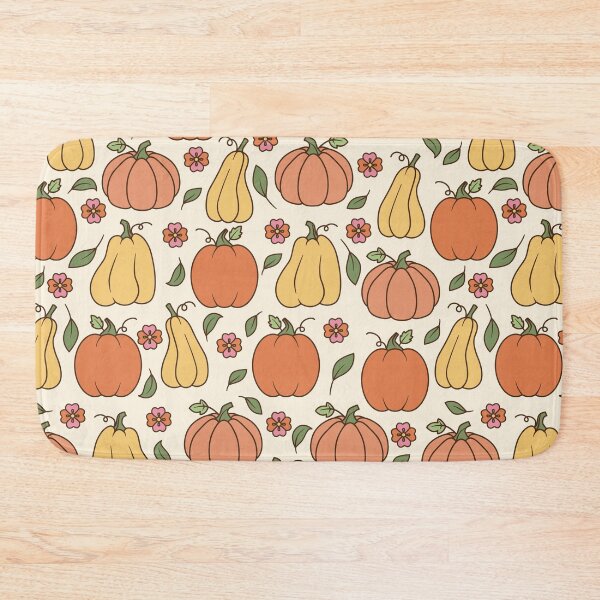 Item preview, Retro 70s Autumn Pumpkin Floral Cream Pattern designed and sold by FestivityFinds.