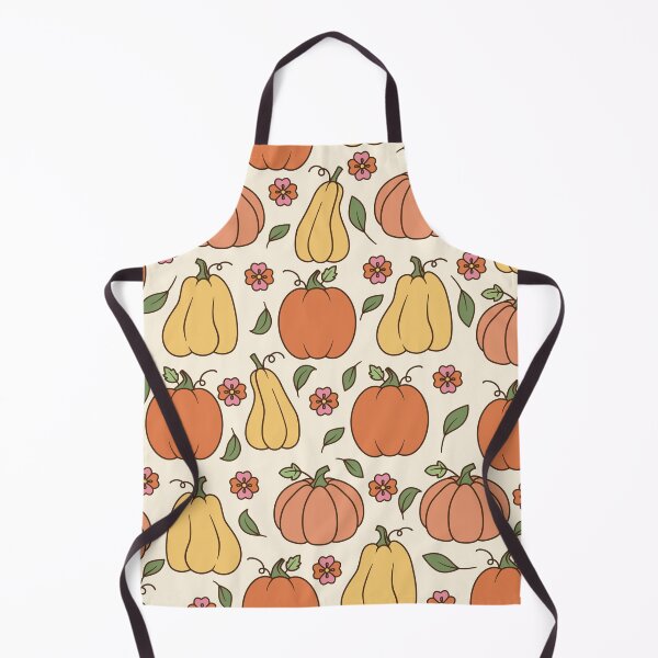 Item preview, Retro 70s Autumn Pumpkin Floral Cream Pattern designed and sold by FestivityFinds.