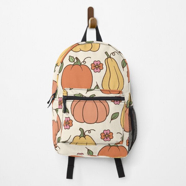 Item preview, Retro 70s Autumn Pumpkin Floral Cream Pattern designed and sold by FestivityFinds.