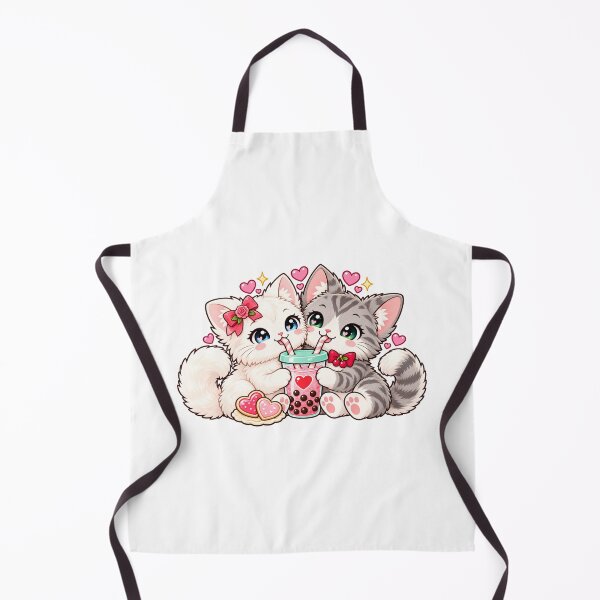 Item preview, Silver Tabby and White Kittens Sharing Heart Bubble Tea designed and sold by skyartdesign.