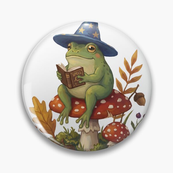 Item preview, Cottagecore Frog Wizard Reading Spellbook On Mushroom designed and sold by WorldShop17.