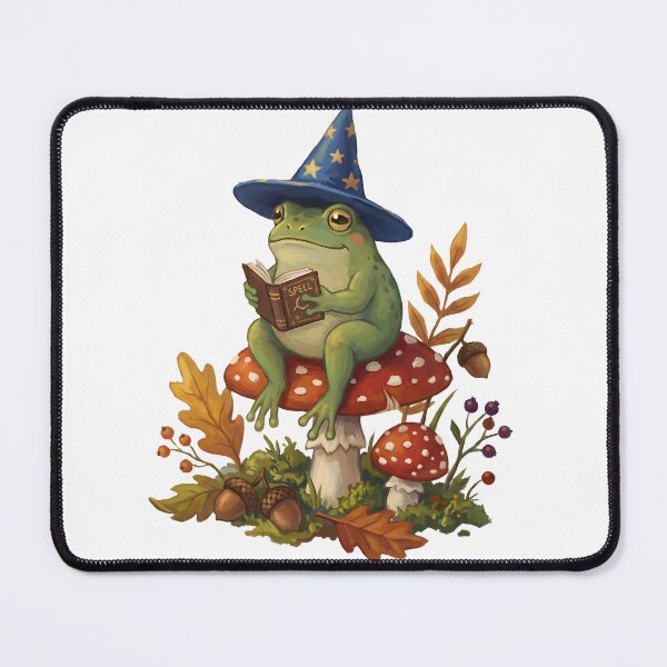 Item preview, Cottagecore Frog Wizard Reading Spellbook On Mushroom designed and sold by WorldShop17.