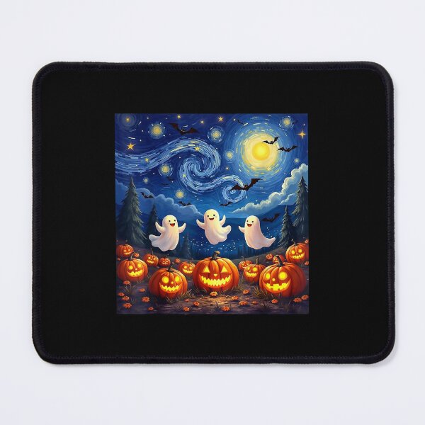 Item preview, Boo Ghost Halloween Pumpkins Starry Night Sky Van Gogh designed and sold by nryum.