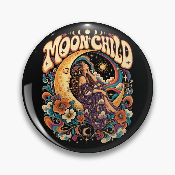 Item preview, Groovy Moon Child on a Crescent Moon designed and sold by VioletNance.