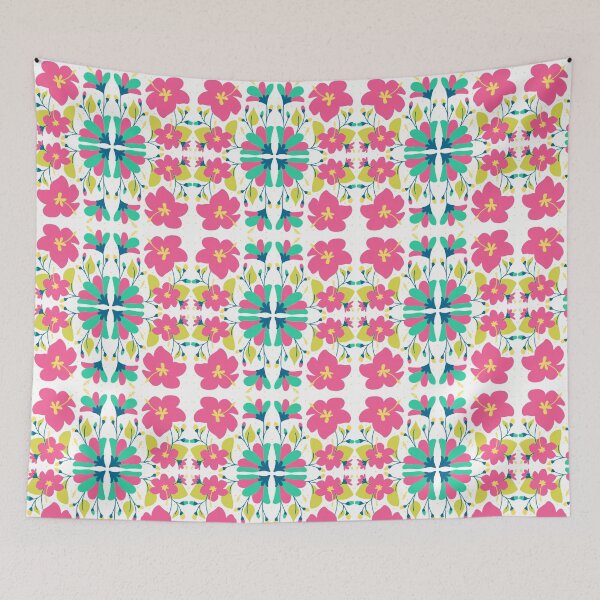Item preview, Tropical Pink Hibiscus Floral Tile Seamless Pattern designed and sold by adlkh.