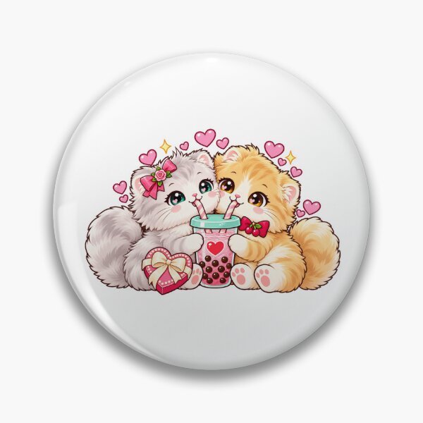 Item preview, Silver and Golden Persian Kittens Sharing Bubble Tea designed and sold by skyartdesign.