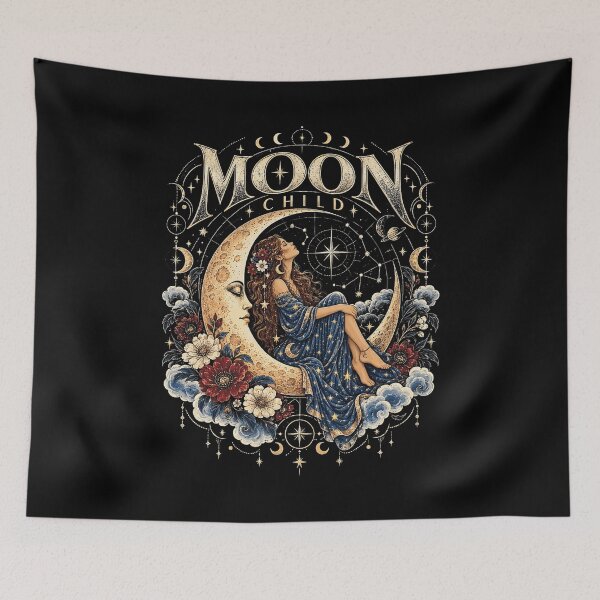Item preview, Moon Child Among Flowers and Constellations designed and sold by VioletNance.