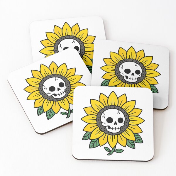 Item preview, Sunflower Skull Tattoo Flash Aesthetic Yellow Floral Skeleton designed and sold by DuckOddity.