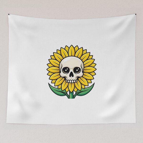 Item preview, Minimalist Skull Sunflower Graphic Art Modern Floral Skeleton designed and sold by DuckOddity.