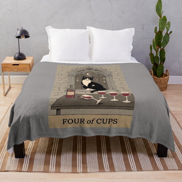 Item preview, Four of Cups Tarot Cat Wine Spilling Vintage-81 designed and sold by LeopoldWei.