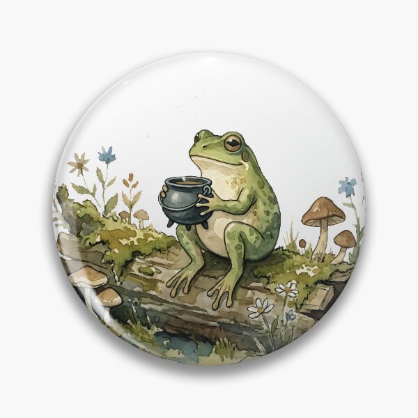 Item preview, Cottagecore Frog Drinking Tea From Cauldron Cozy Autumn designed and sold by WorldShop17.