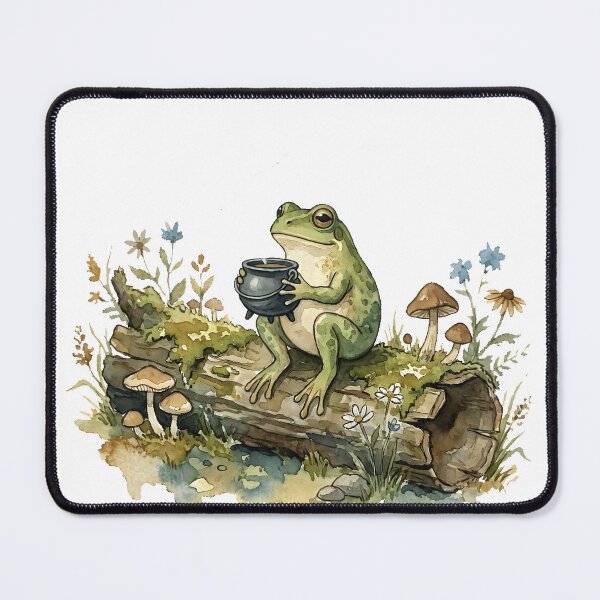 Item preview, Cottagecore Frog Drinking Tea From Cauldron Cozy Autumn designed and sold by WorldShop17.