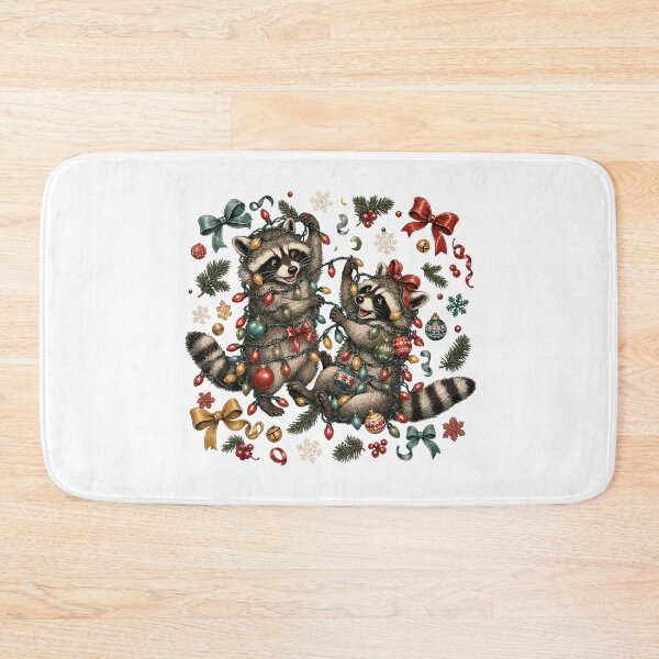Item preview, Raccoons Tangled in Christmas Lights Funny Holiday designed and sold by JoyfullyOffbeat.