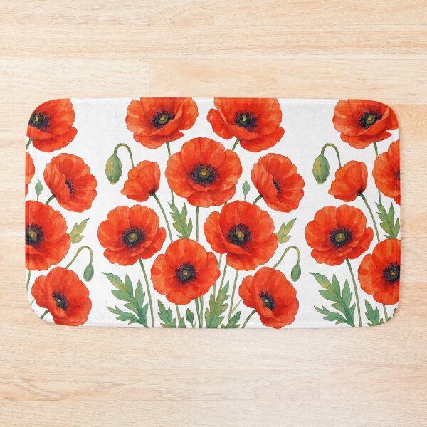 Item preview, Pretty Red Poppies Flowers in Full Bloom White Shapes Mania designed and sold by Shapes-Mania.