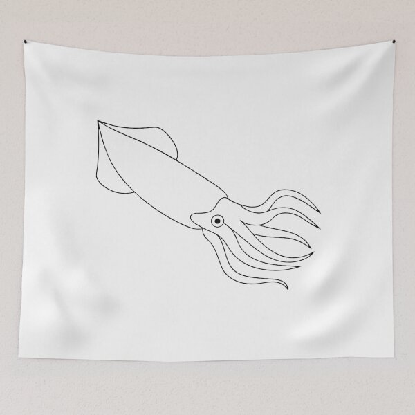 Aperçu de l'œuvre Calmar Amical Line Art Cadeau créée et vendue par OneLine Studio.