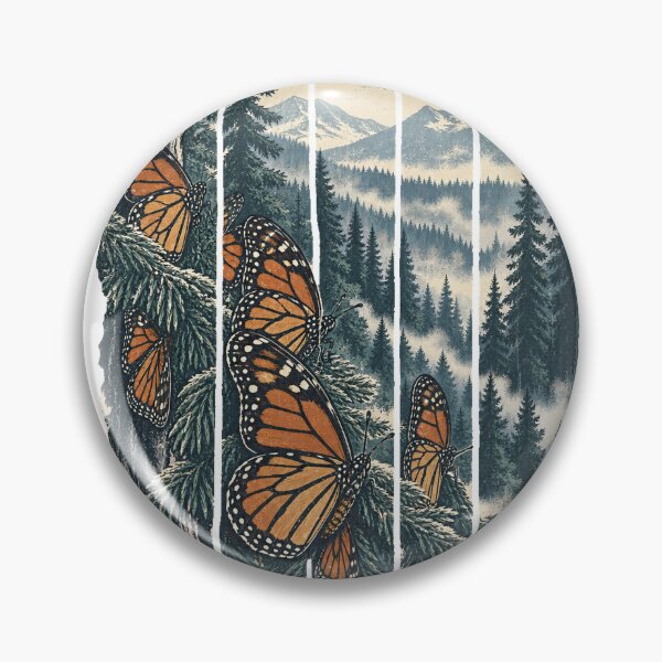 Item preview, Monarch Butterfly in the Fir Forest Wild Animal Nature Illustration designed and sold by VisualArtsOasis.