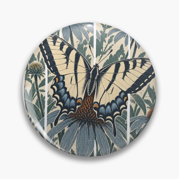 Item preview, Tiger Swallowtail in the Coneflower Garden Wild Animal Vintage Nature Art designed and sold by VisualArtsOasis.
