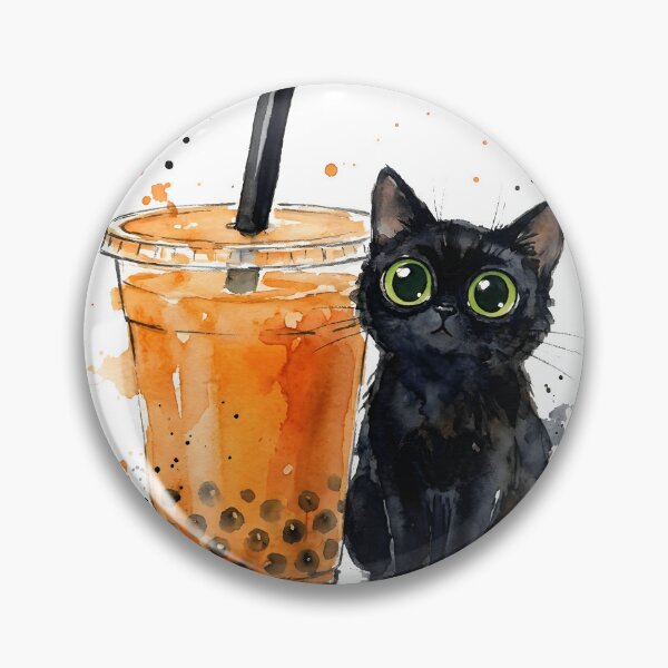 Item preview, Watercolor Black Cat Pumpkin Spice Boba Tea Autumn Drink designed and sold by WorldShop17.