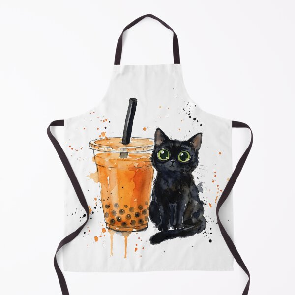 Item preview, Watercolor Black Cat Pumpkin Spice Boba Tea Autumn Drink designed and sold by WorldShop17.