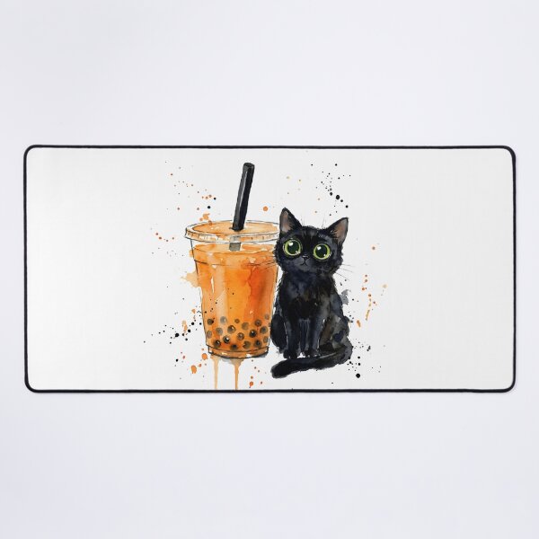 Item preview, Watercolor Black Cat Pumpkin Spice Boba Tea Autumn Drink designed and sold by WorldShop17.