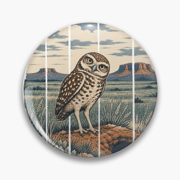 Item preview, Burrowing Owl on the Prairie Mound Wild Bird Vintage Nature Art designed and sold by VisualArtsOasis.