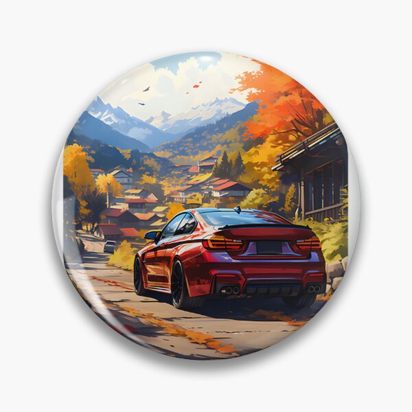 Item preview, Sporty Coupe Car Driving Through a Scenic Mountain Village Landscape designed and sold by Karnach.