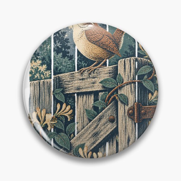 Item preview, Carolina Wren on the Garden Gate Wild Bird Nature Illustration designed and sold by VisualArtsOasis.