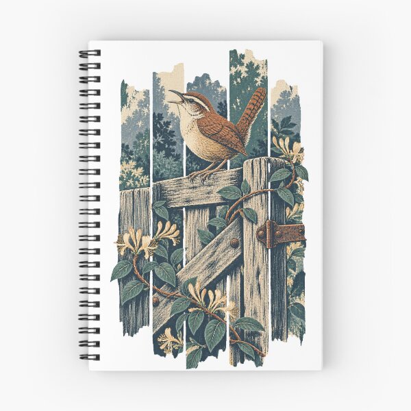 Item preview, Carolina Wren on the Garden Gate Wild Bird Nature Illustration designed and sold by VisualArtsOasis.
