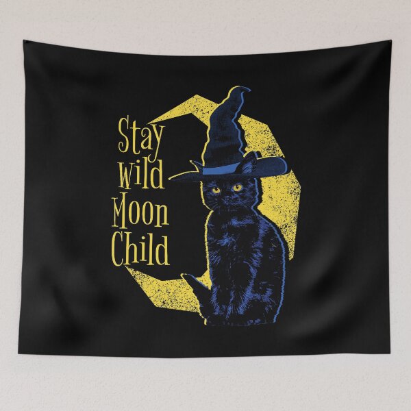 Item preview, Stay Wild Moon Child Black Witch Cat designed and sold by VioletNance.