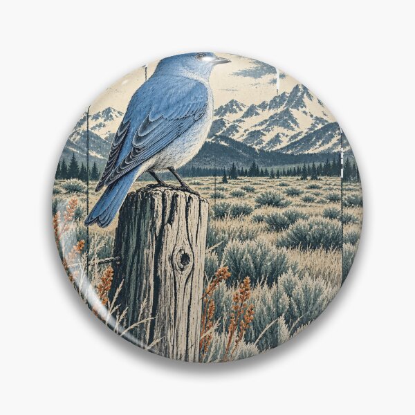 Item preview, Mountain Bluebird in the Mountain Sagebrush Wild Bird Wildlife Art designed and sold by VisualArtsOasis.