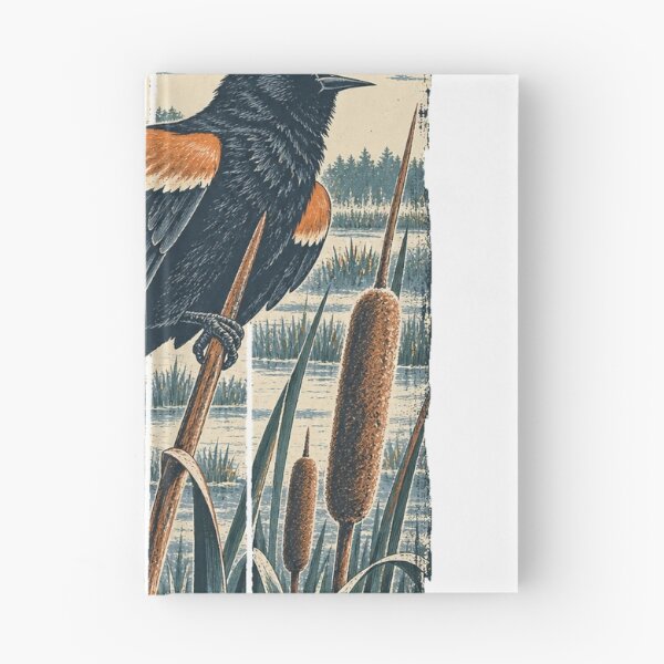 Item preview, Red Winged Blackbird on the Marsh Cattails Wild Bird Nature Wall Art designed and sold by VisualArtsOasis.