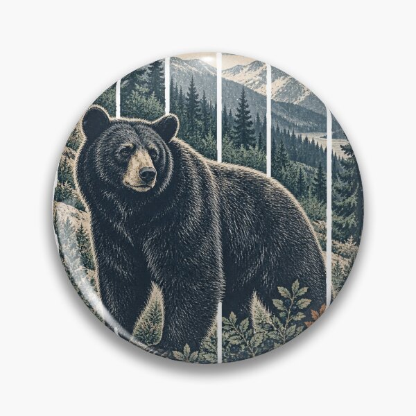 Item preview, Black Bear in the Huckleberry Thicket Wild Animal Vintage Nature Art designed and sold by VisualArtsOasis.